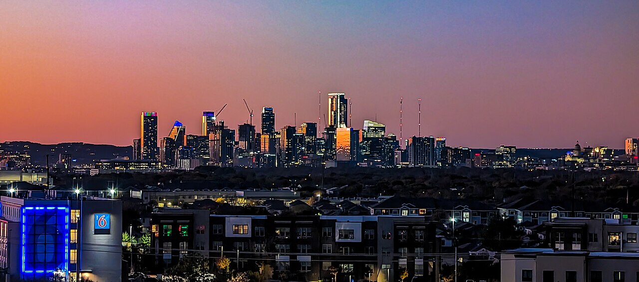 Austin Texas skyline, December 2023 - Evening