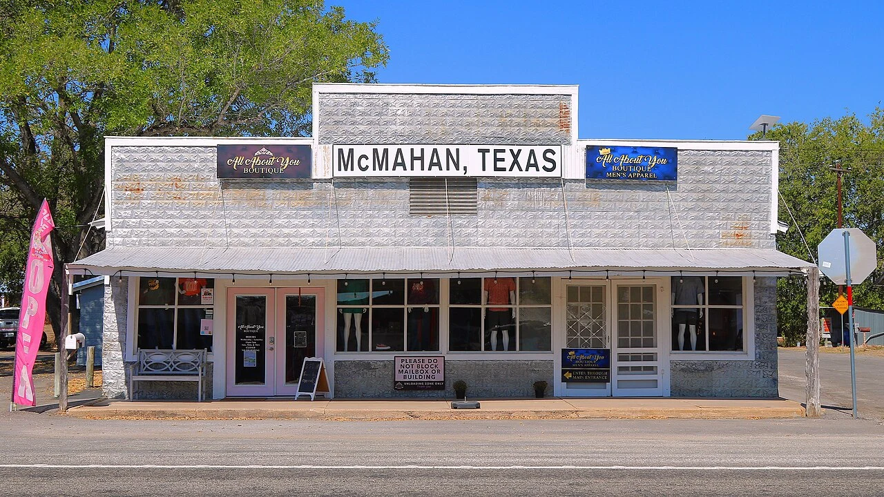 An old commercial building in McMahan, Texas , United States.