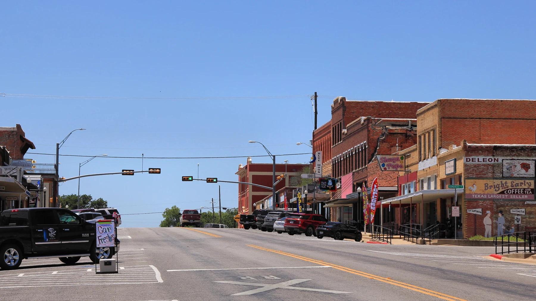 Downtown De Leon, Texas, United States.