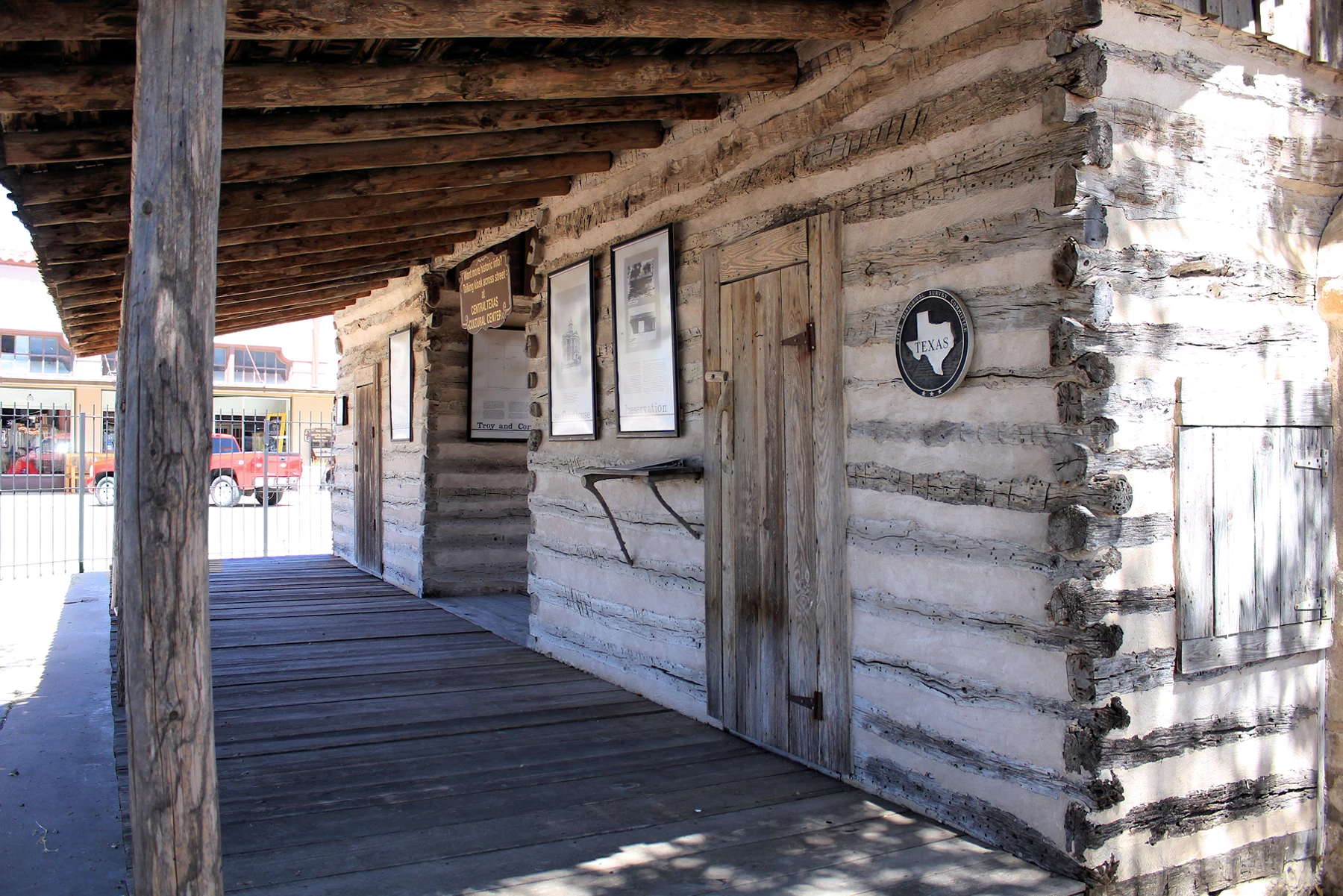 The Old Cora Courthouse in Comanche, Texas, United States was designated a Recorded Texas Historic Landmark in 1986. The marker text reads: "A dwelling before county organization, 1856. Served as courthouse in town of Cora until 1859, when Comanche became the county seat; then reverted to use as a residence. Moved here and restored by Mr. and Mrs. A. P. Burks."
