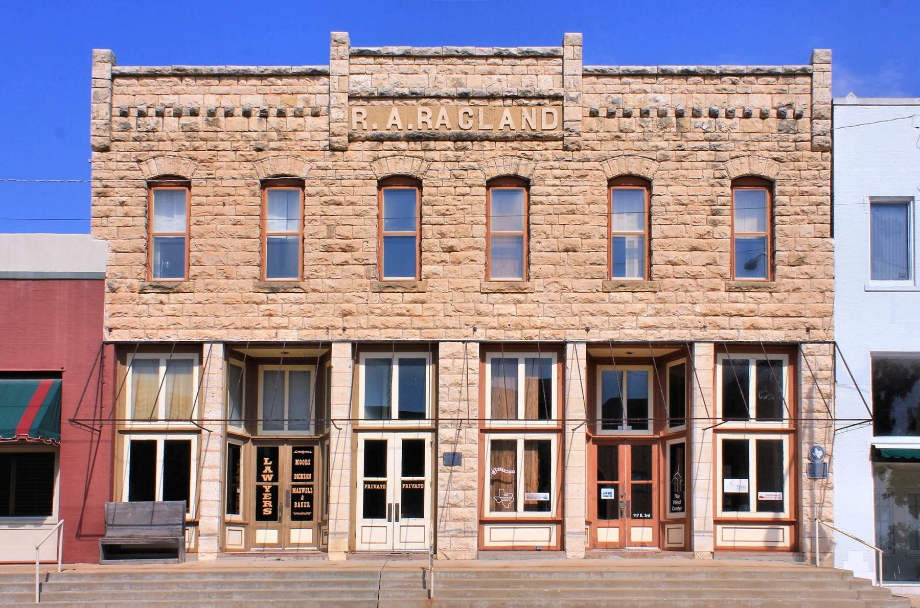 The R.A. Ragland Building in Sweetwater, Texas, United States. The first floor of the building was constructed in 1901 and the second story added in 1906. The building was listed individually on the National Register of Historic Places on May 14, 1979 and as a contributing structure to the Sweetwater Commercial Historic District on June 7, 1984. It was also designated a Recorded Texas Historic Landmark in 1979.