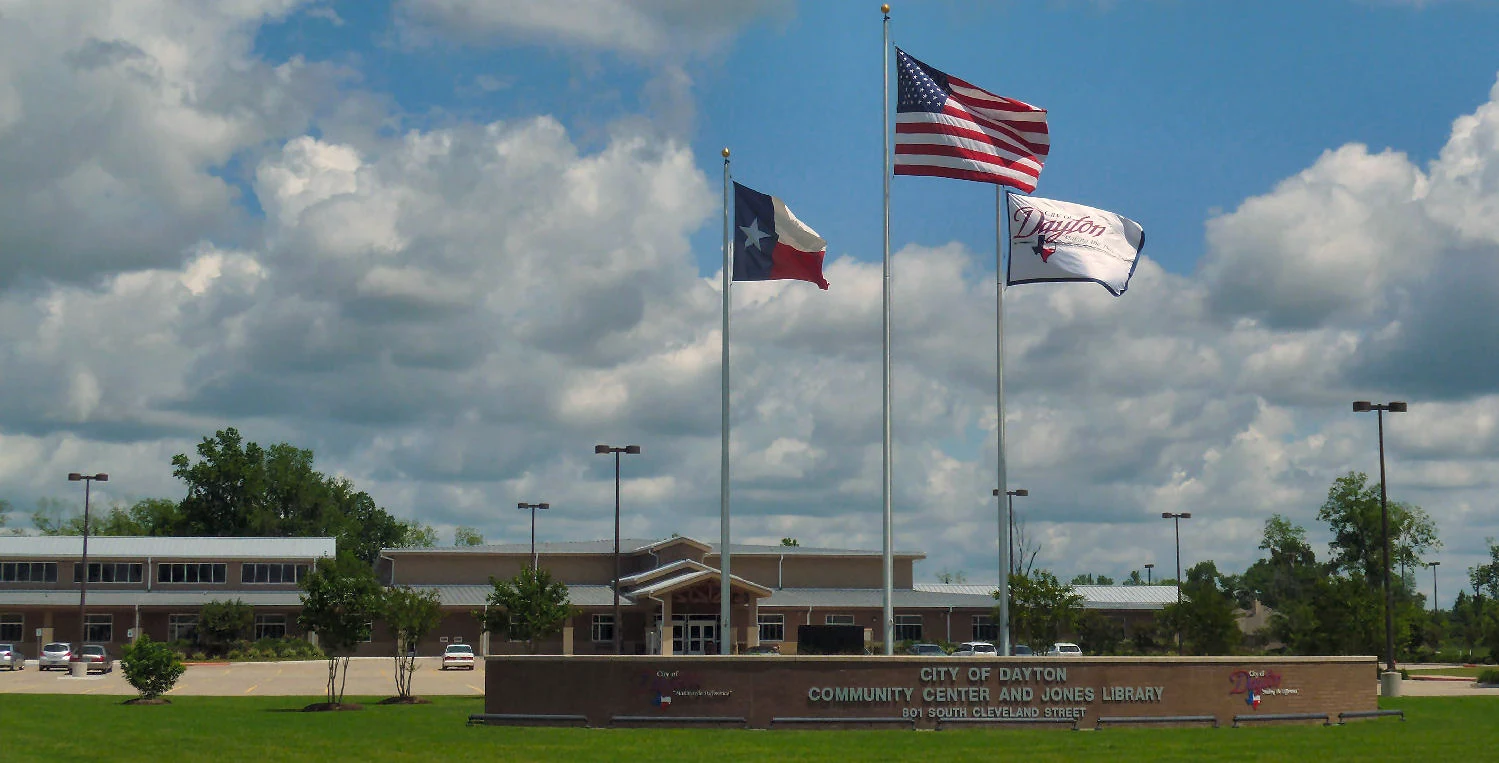 The Dayton Library, Community & Senior Citizens Complex is a $14 million campus supported by local residents, and completed in 2010 with federal funding, approved with efforts by Congressman Ted Poe, one of the regional representatives east of the Houston, Texas metropolitan district. The (Dayton) Jones Library is a municipal entity.