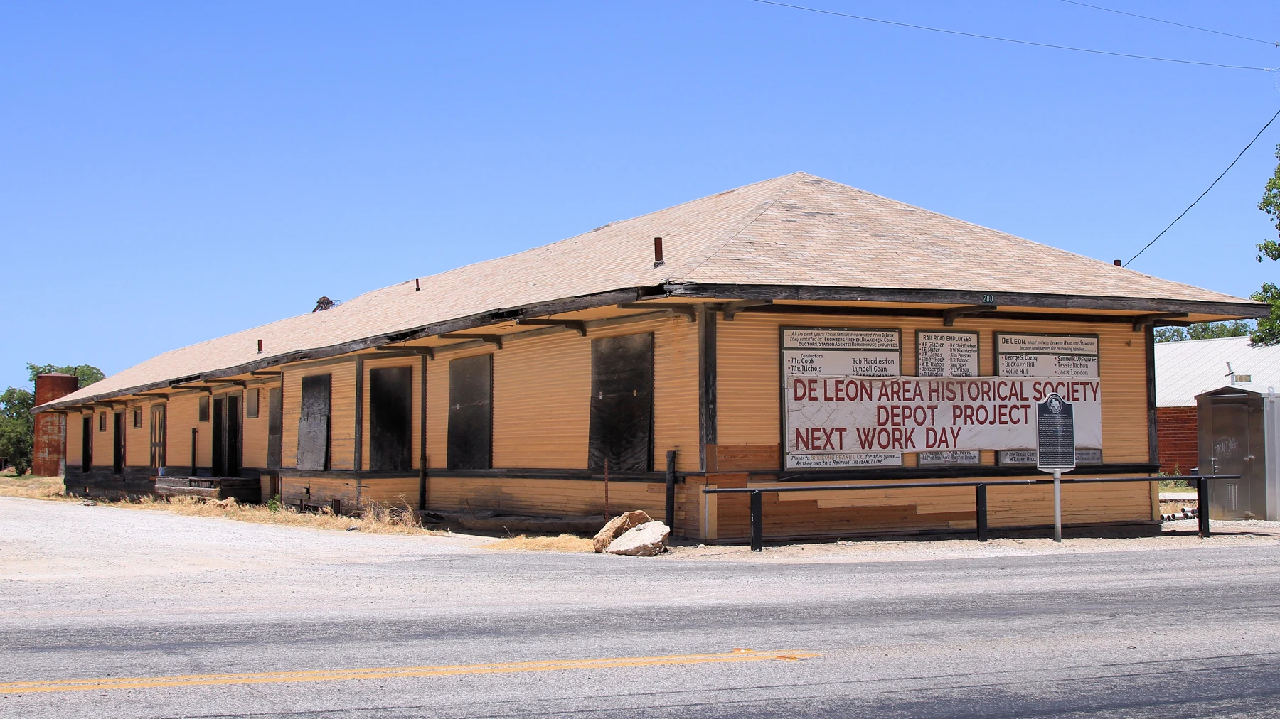 The former Train Station in De Leon, Texas, United States.
