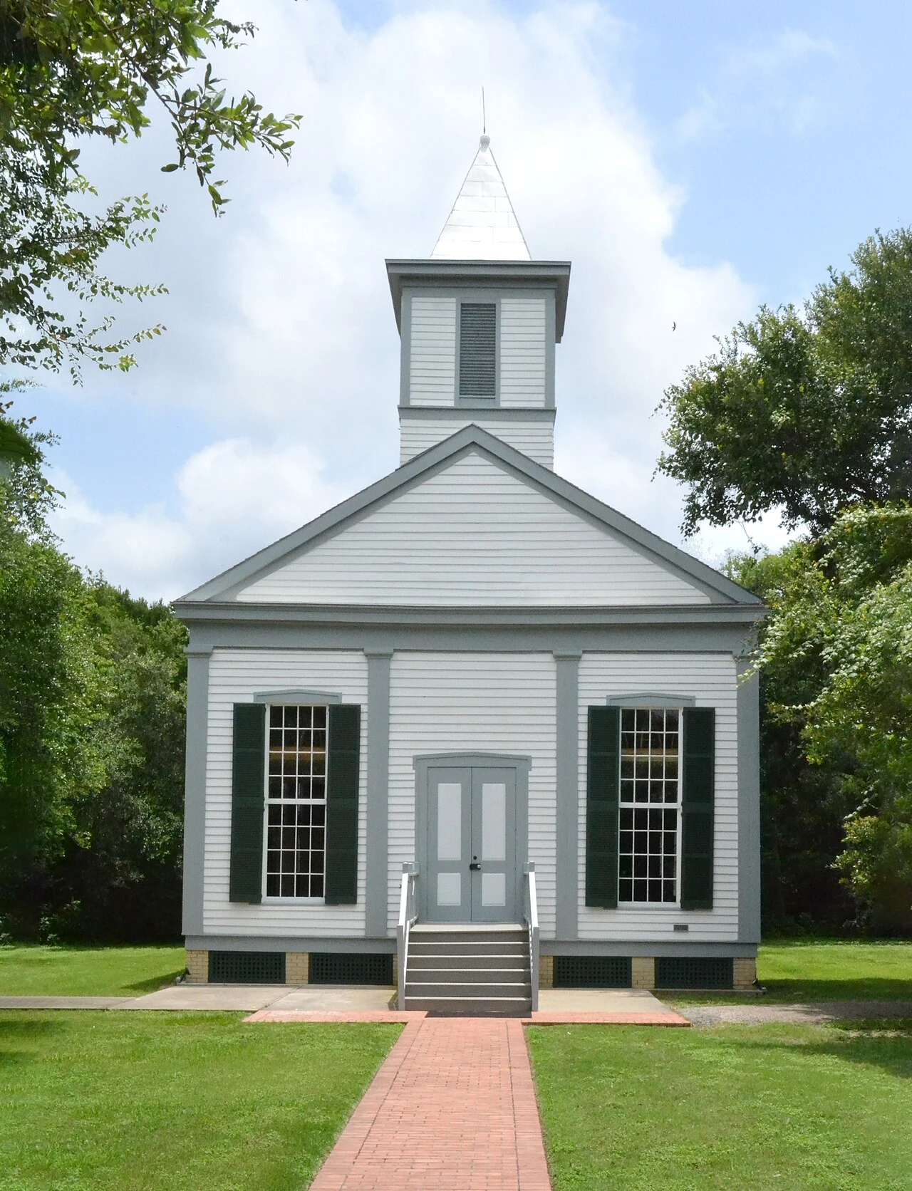 Texana Presbyterian Church in Lake Texana State Park (now the Brackenridge Recreation Complex), near Edna, Texas. Listed on the National Register of Historic Places.
