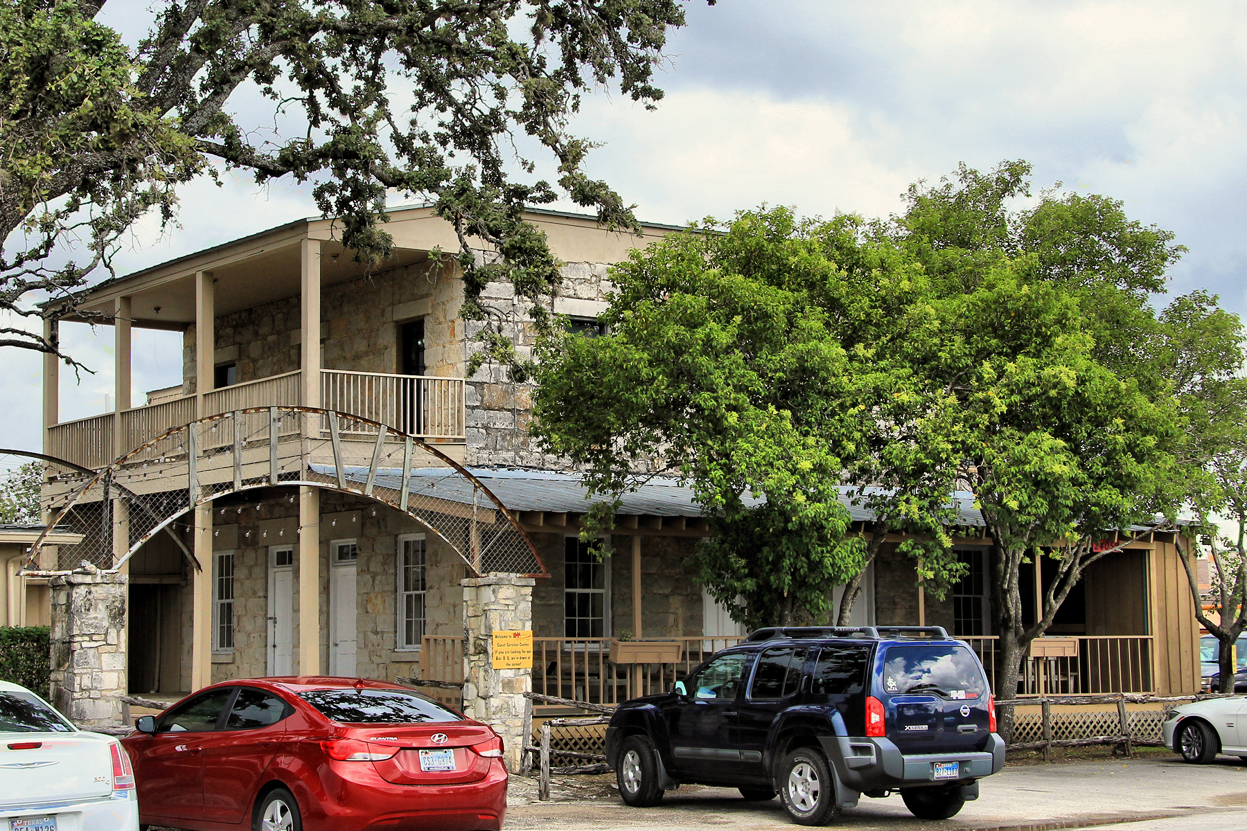 The Aue House and Hotel, built in 1878, part of the Aue Stagecoach Inn in Leon Springs, Texas, United States. The building was listed on the National Register of Historic Places on August 1, 1979.