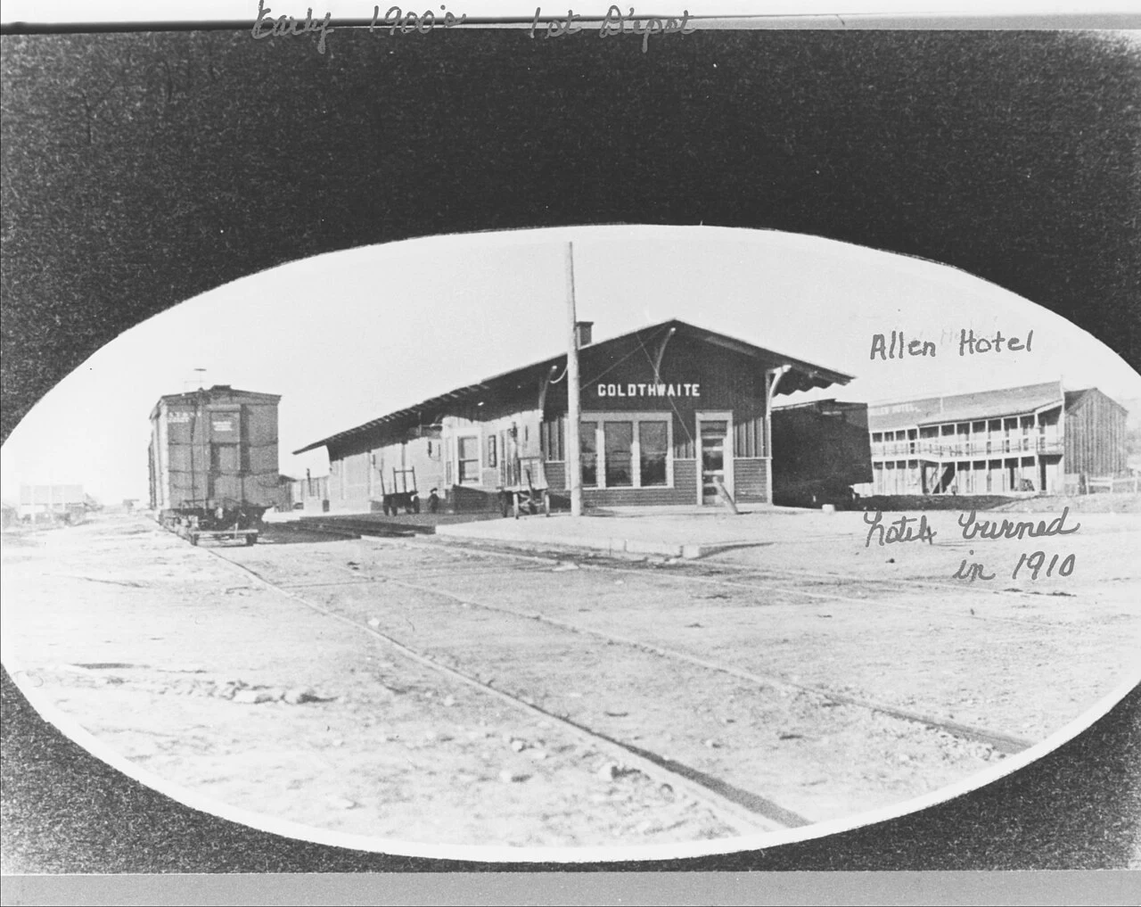 Second passenger depot in Goldthwaite, Texas, ca. 1898-1911