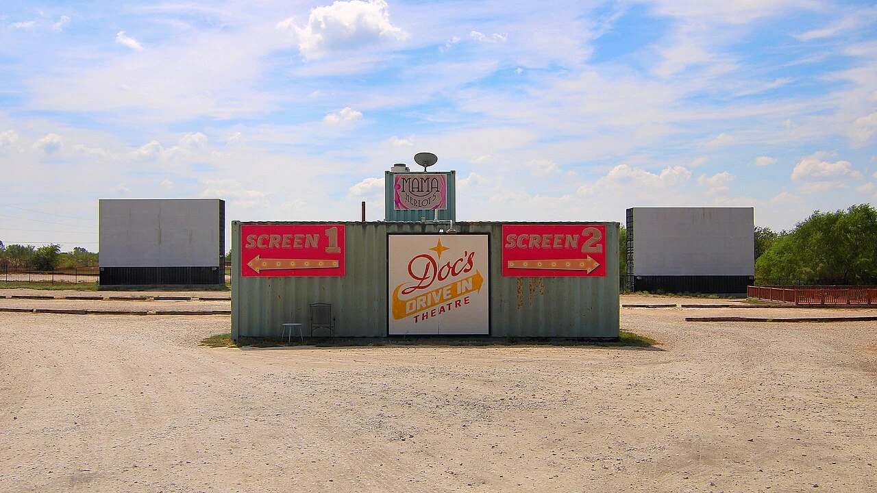 Doc’s Drive-In Theatre in Hays County, Texas, United States.