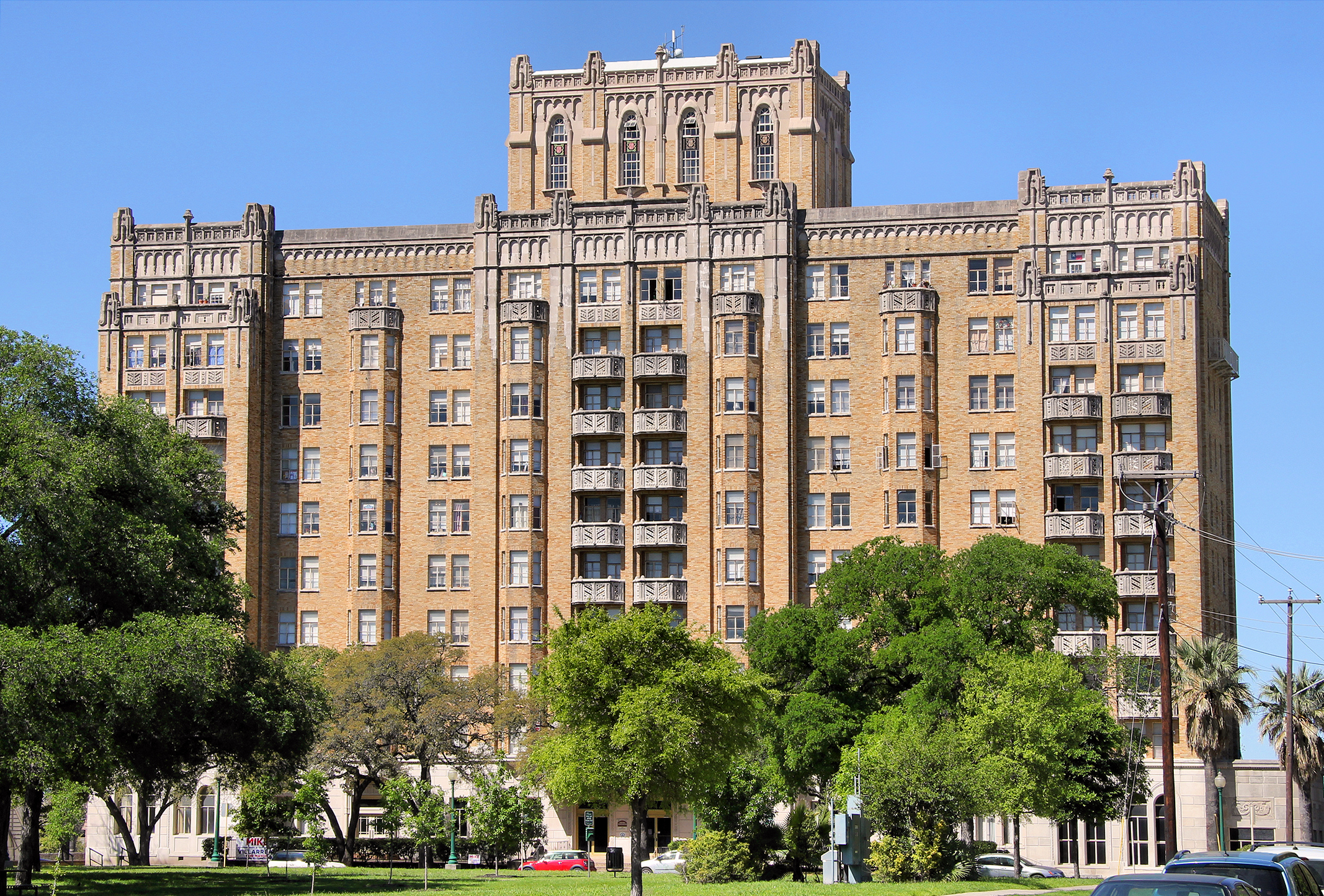 The Aurora Apartment Hotel is a historic building in San Antonio, Texas, United States. The 135 feet (41 m) high Gothic Revival style structure was built in 1929 and opened as a hotel in 1930. Today, the Aurora is a 105-unit high-rise apartment building. The building was listed on the National Register of Historic Places on July 14, 2021.