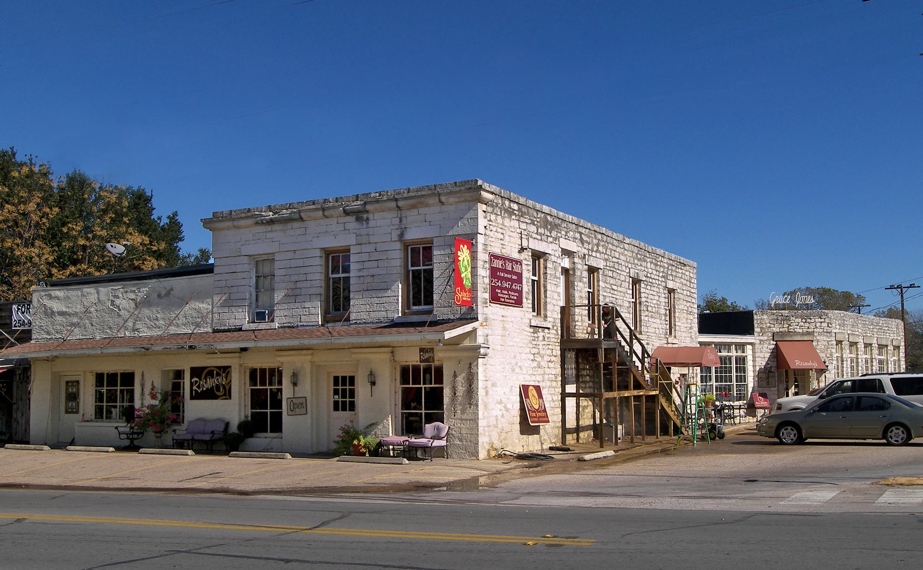 Barbee-Berry Mercantile Building in Salado, Texas, United States. The masonry building built around 1870 was listed on the National Register of Historic Places on August 22, 1984.