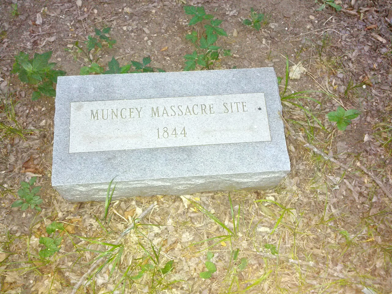 Commemorative marker at the site of the Muncey Massacre in Plano, TX.