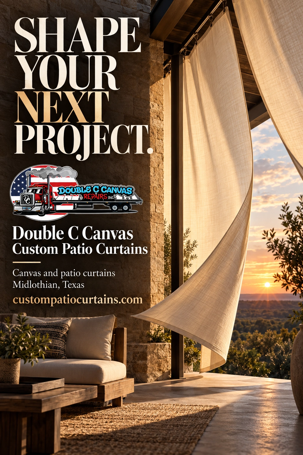 2 Portrait Double C Canvas Custom Patio Curtains (1)
