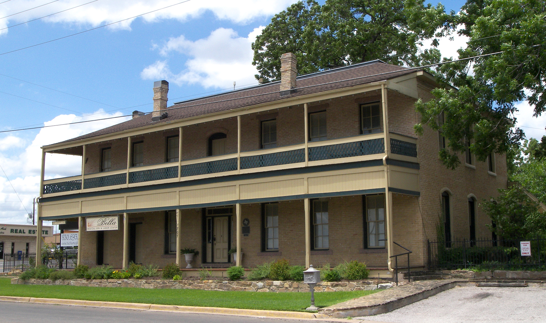 The Roper Hotel in Marble Falls, Texas, United States. The building was listed on the National Register of Historic Places on January 8, 1980 and designated a Recorded Texas Historic Landmark in 1981.