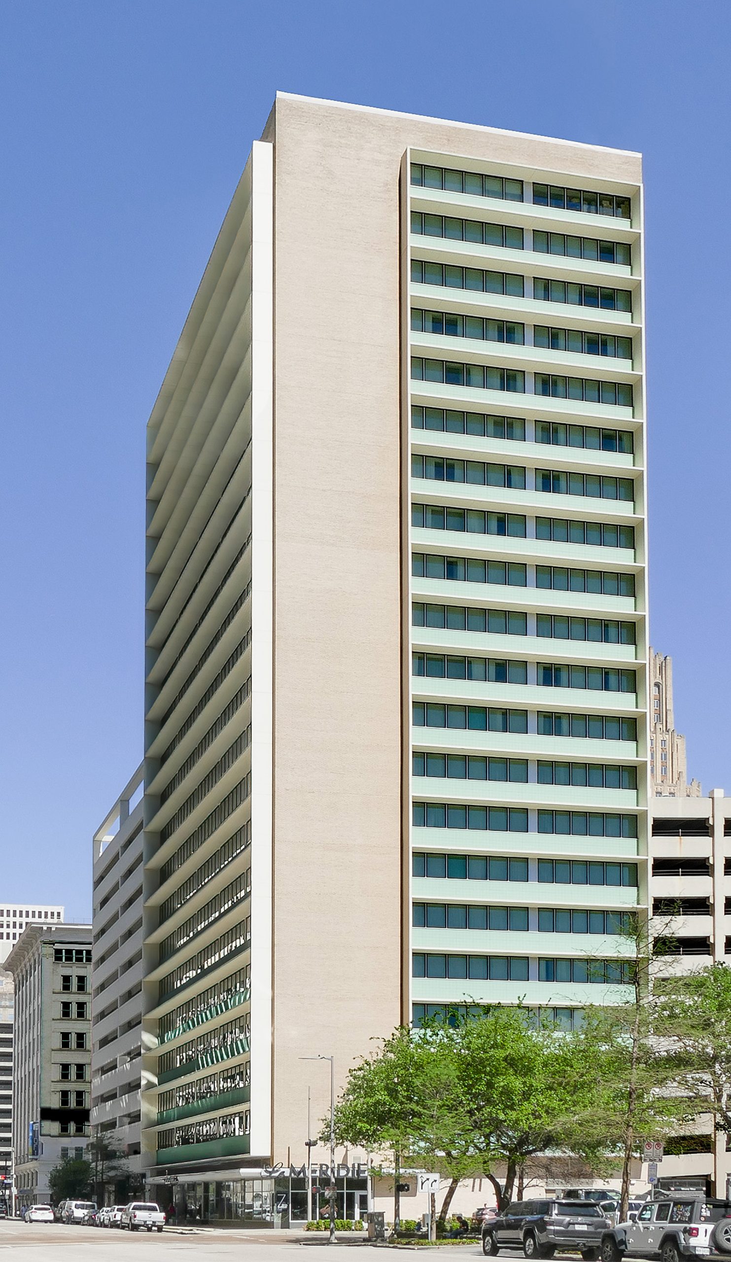 The Melrose building is important as Houston's first Modern skyscraper The practical as well as aesthetic use of the concrete eyebrows as sunshades and the customizable, open, loft style office space illustrated a focus on the individual needs of tenants.