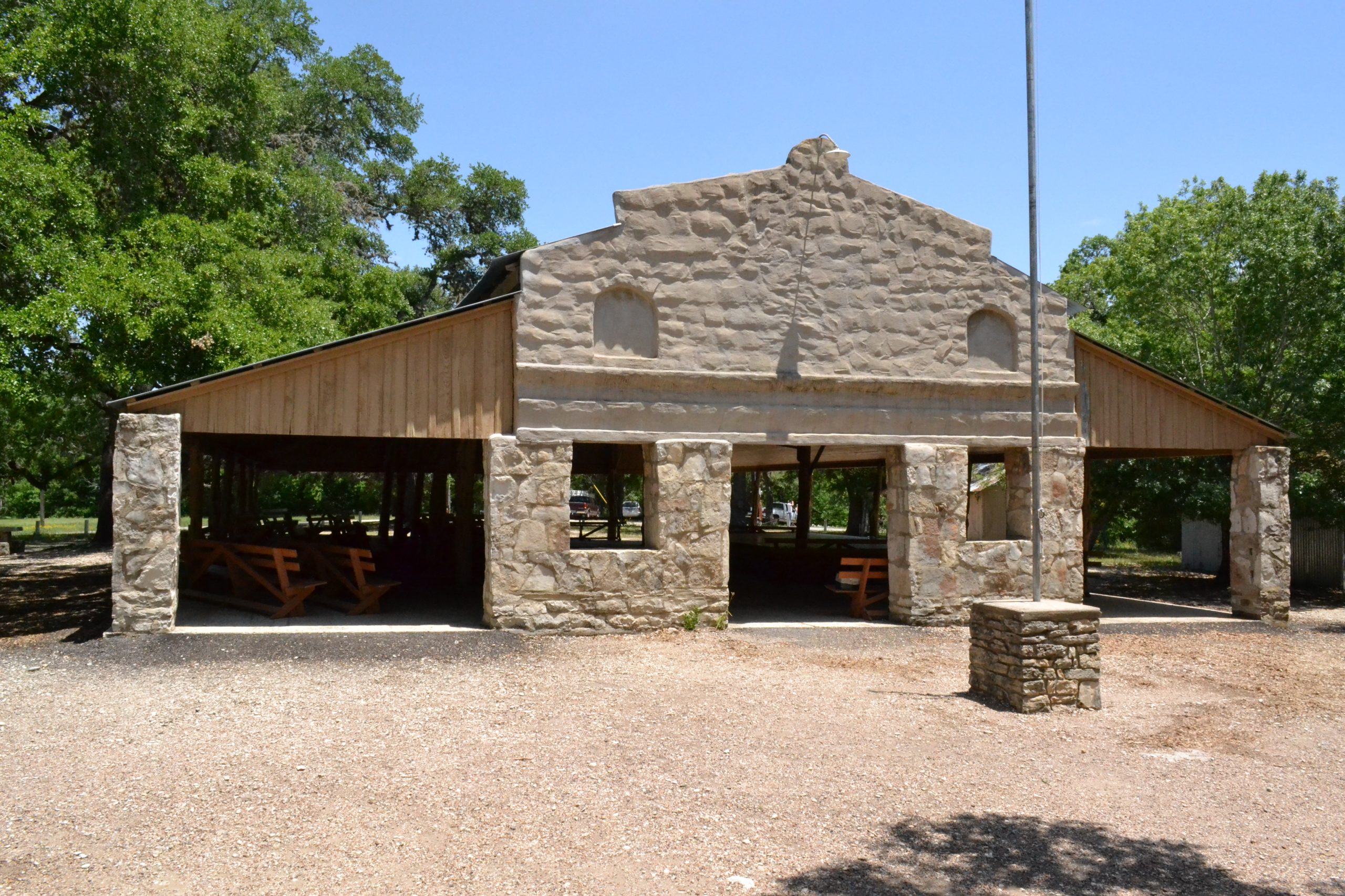 The chapel at Camp Ben McCulloch in Hays County, Texas. Listed on the National Register of Historic Places. This is an image of a place or building that is listed on the National Register of Historic Places in the United States of America . Its reference number is 04001151 ( Wikidata ).