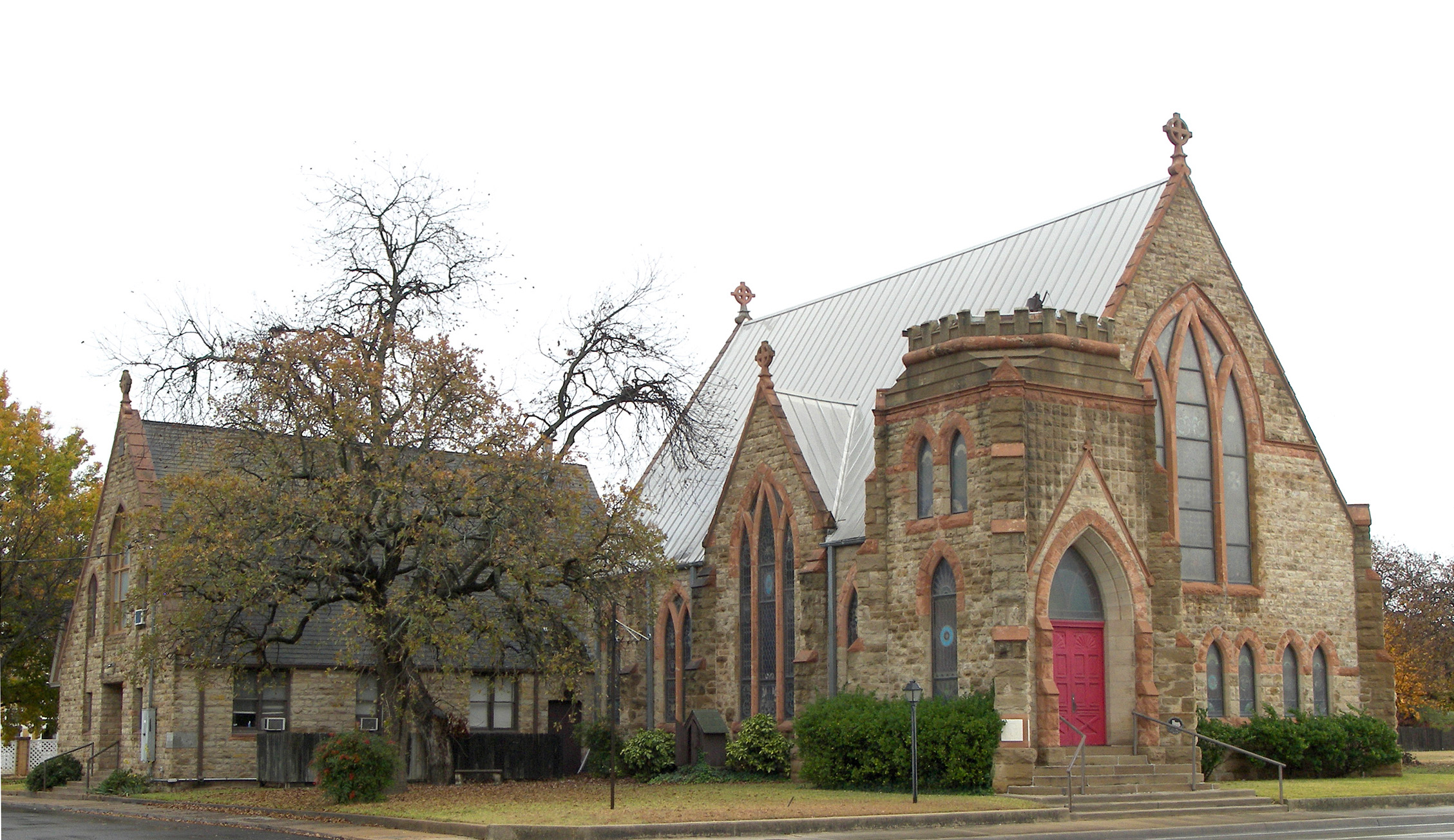 St. John's Episcopal Church in Brownwood, Texas, United States. The stone Gothic Revival Style church was built in 1892. It was listed on the National Register of Historic Places on September 4, 1979.