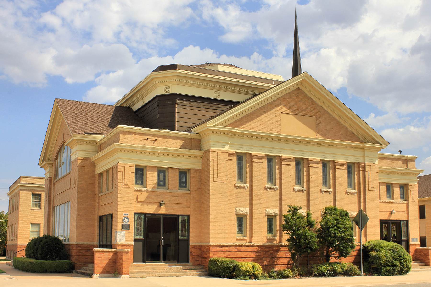 The First Baptist Church in Stamford, Texas United States. The church was built in 1908. It was listed on the National Register of Historic Places on September 24, 1986 and designated a Recorded Texas Historic Landmark in 1989.