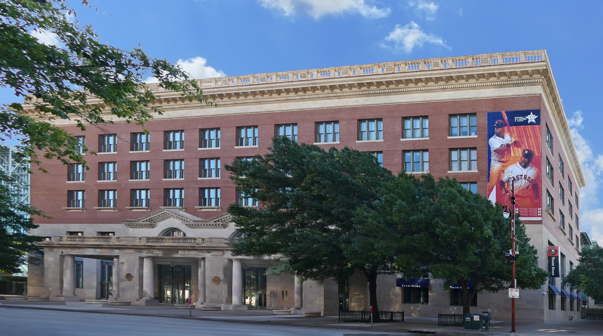 This building was designed by the firm that designed New York's Grand Central Station. It's one of the few buildings of the era left in downtown (as of 2020), and the only train station. "Between 7,000 and 10,000 visitors filled the building on March 1, 1911. A representative of the Pennsylvania Railroad stated that no city in the nation the size of Houston had anything to compare with the new terminal. The Herb and Lewis orchestra played as guests swarmed through the flower-decked building to be greeted by Harvey House waitresses in their black dresses and heavily starched white aprons. There appeared to be uniform agreement that this "fine up-to-date station makes a splendid impression upon the stranger who arrives in the city for his first visit. Both of Houston's major newspapers noted the opening as an example of the boom in construction. On March 2, the city also dedicated the new County Court House, and a new Post Office would be opened in April. The Municipal Auditorium was nearing completion; the sixteen-story Carter Building was to be dedicated soon; a twelve-story bank was under construction; and over $2,000,000 in navigation and road projects were underway. To many people, Union Station symbolized the destiny of Houston. Today it's part of the Astros Ball Park and houses the team store